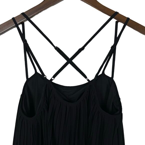 BCBGeneration | NWT Black Accordion Pleated Adjustable Strap Mini Swing Dress - Picture 7 of 10